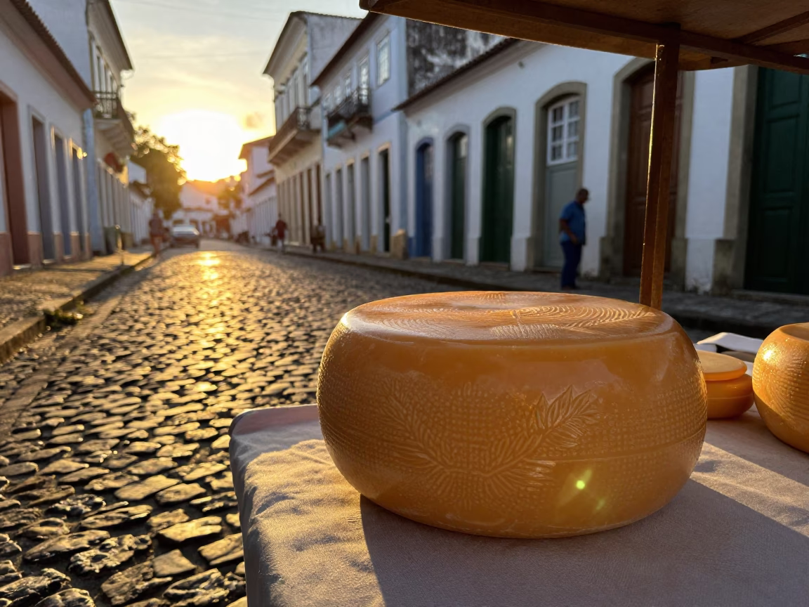 Honeyed Evening Light in Salvador Brazil Street Scene with Ceramic Cheese Dome in in Salvador, Brazil