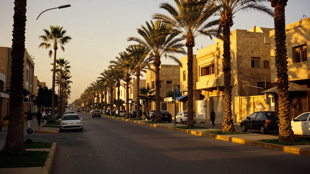 Honeyed Evening Light on Along Boulevards in Cairo in in Cairo, Egypt