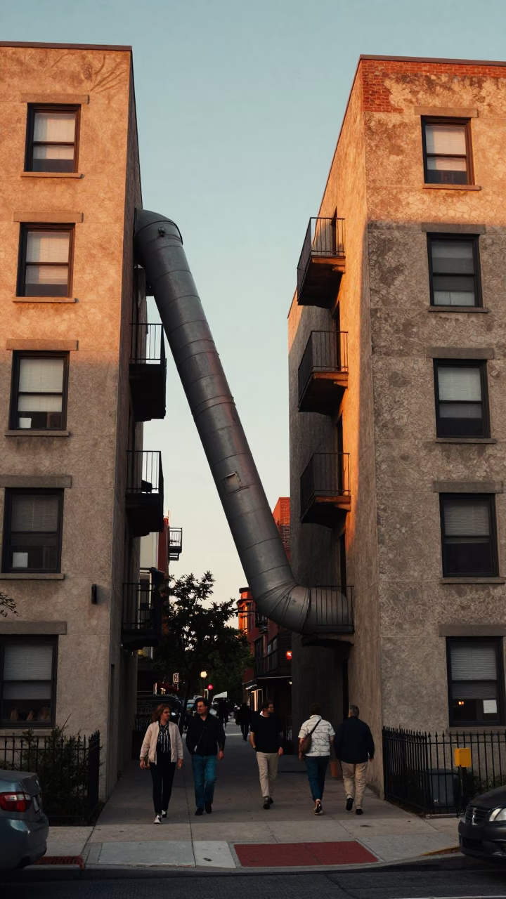Honeyed Evening Light on Apartment Blocks in Boston in in Boston, Massachusetts, United States