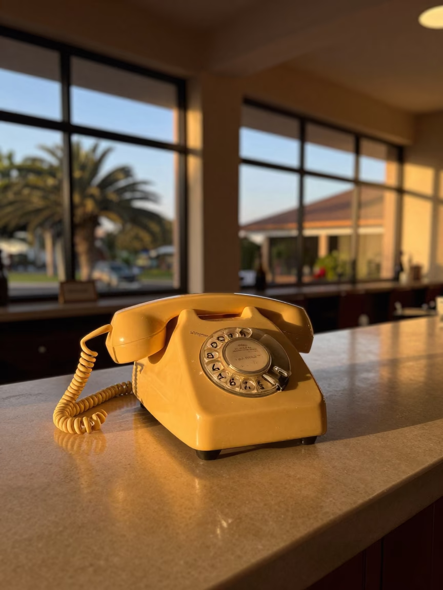 Honeyed Evening Light on Bakelite Telephone in Durban in in Durban, South Africa