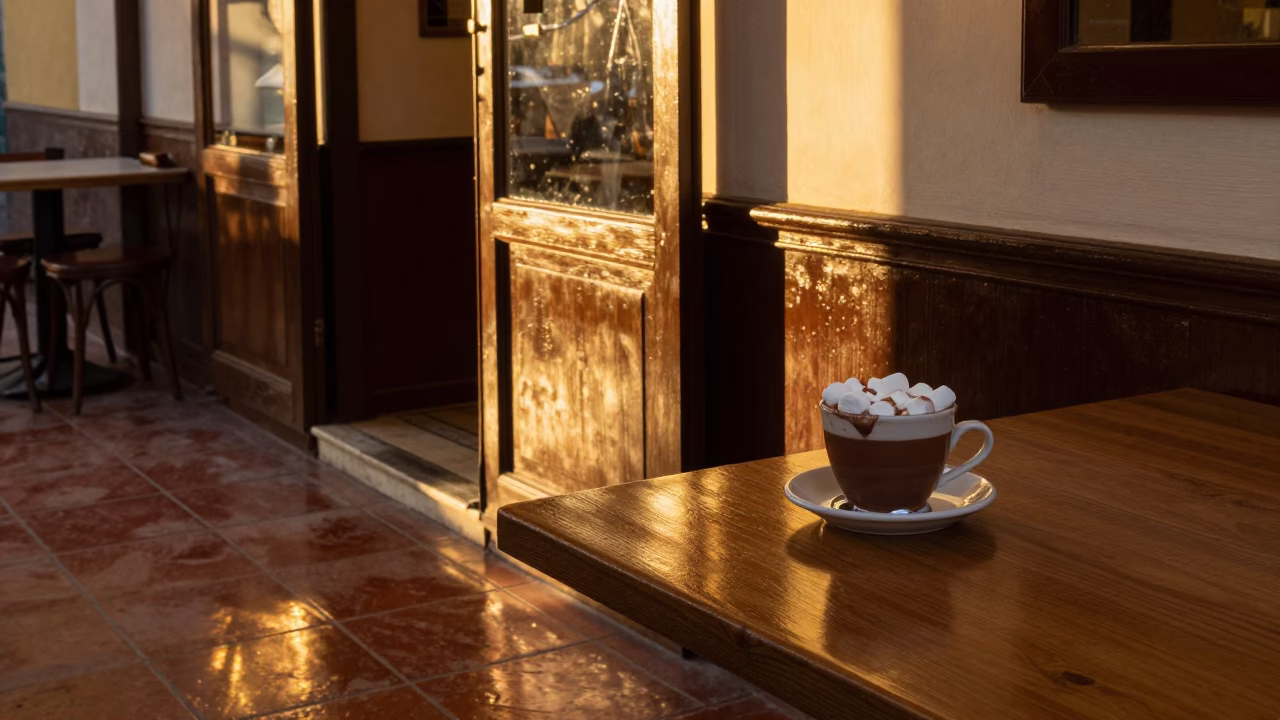 Honeyed Evening Light on Bar Interior in Seville in in Seville, Spain