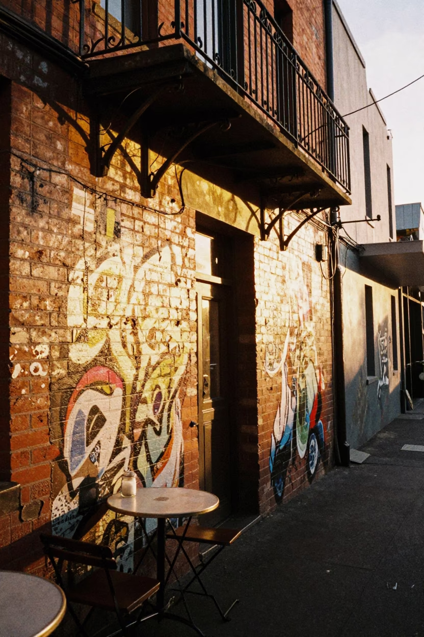Honeyed Evening Light on Café Culture in Melbourne in in Melbourne, Victoria, Australia