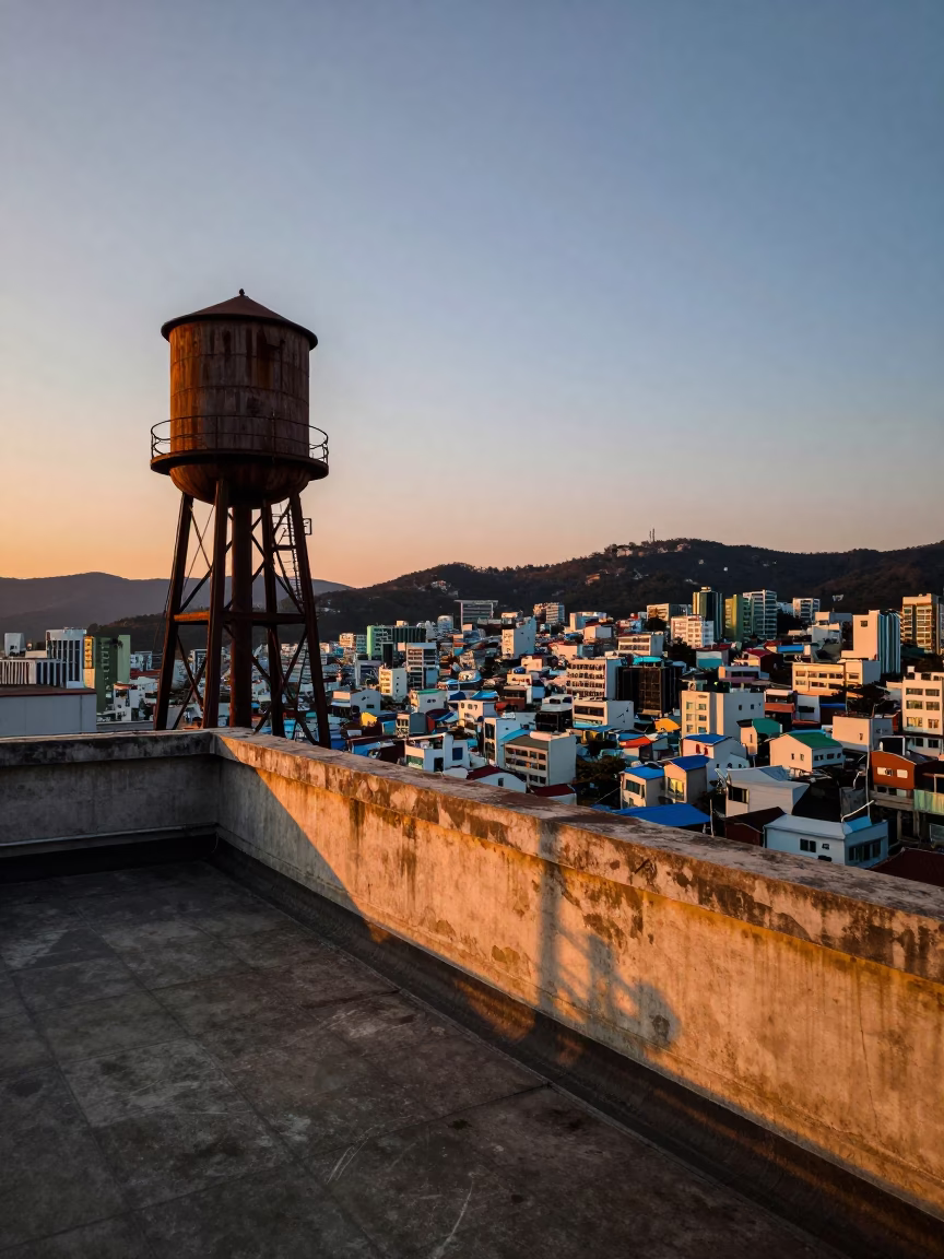 Honeyed Evening Light on Candid Moment in Busan in in Busan, South Korea