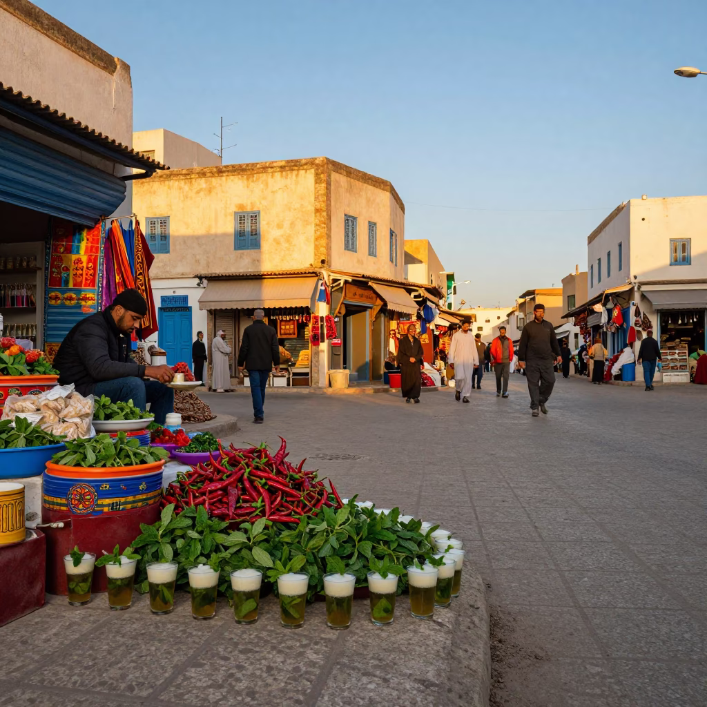 Honeyed Evening Light on Chili Peppers in Tunis in in Tunis, Tunisia