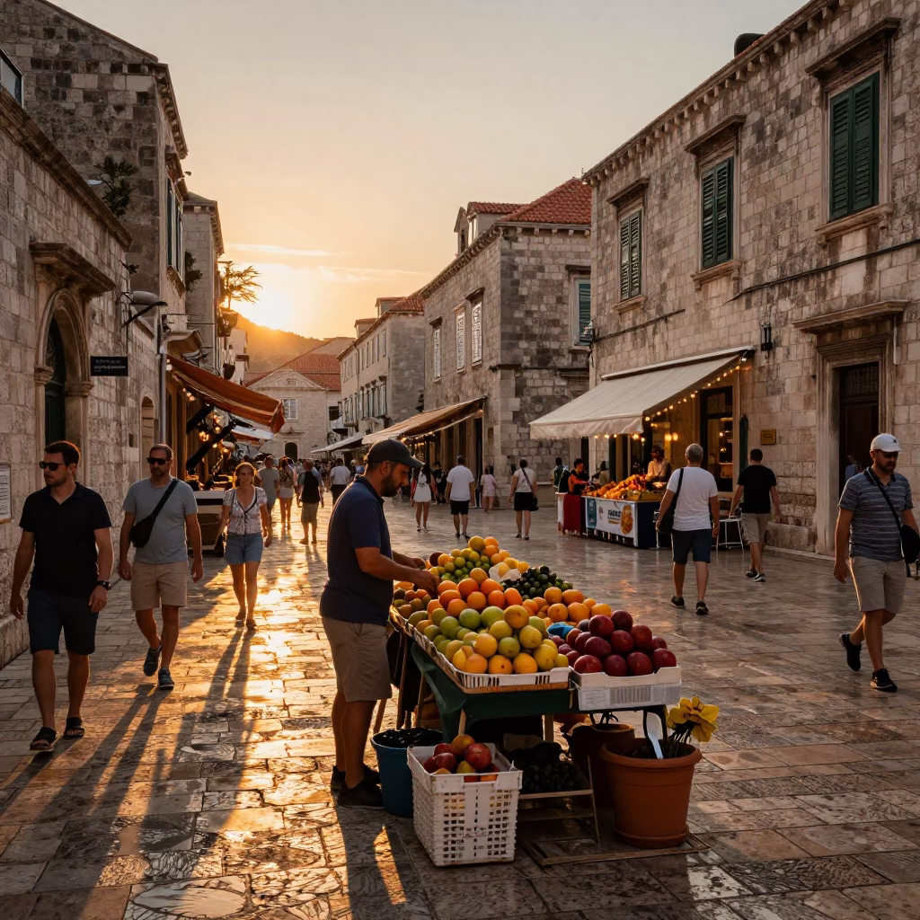 Honeyed Evening Light on Evening Light in Dubrovnik in in Dubrovnik, Croatia