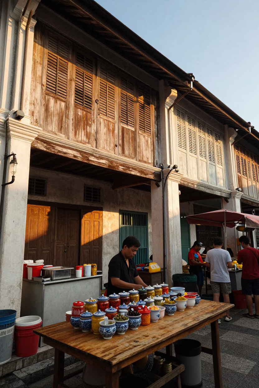 Honeyed Evening Light on Evening Light in George Town in in George Town, Malaysia