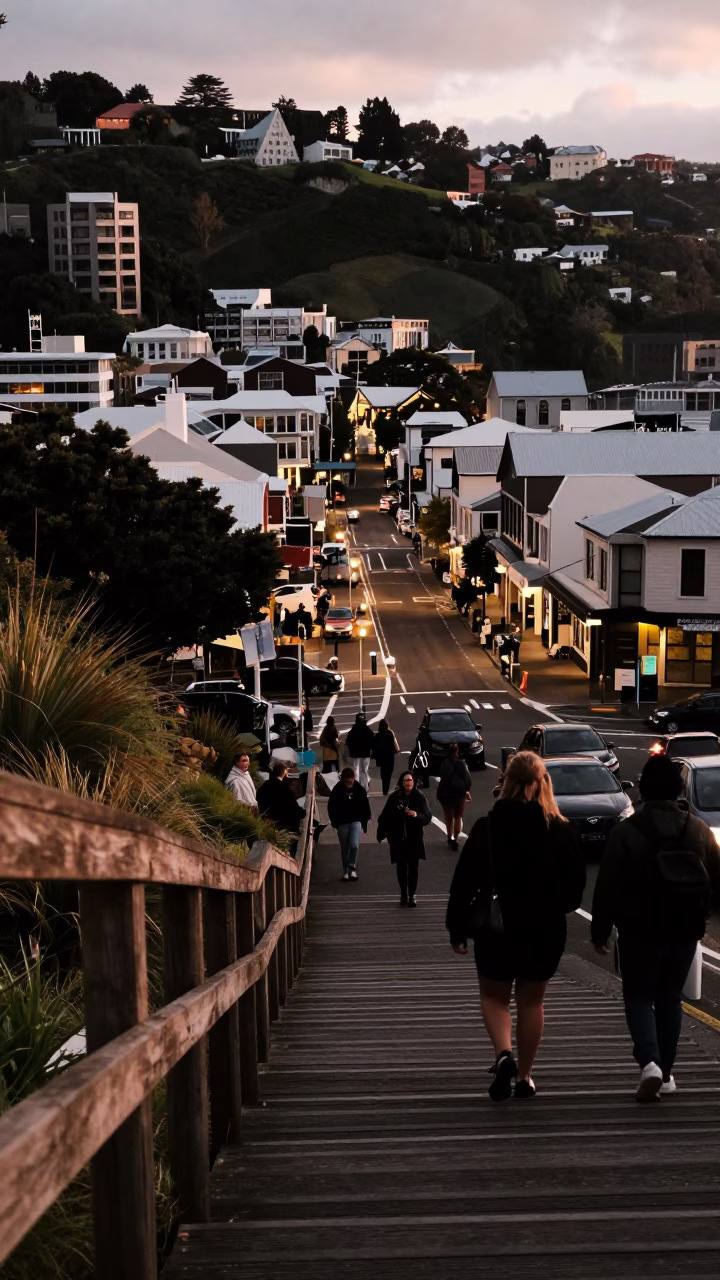 Honeyed Evening Light on Evening Light in Wellington in in Wellington, New Zealand