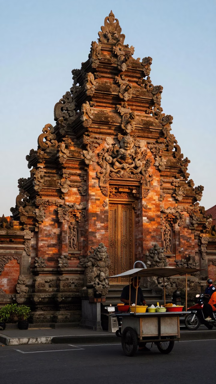 Honeyed Evening Light on Evening Light in Yogyakarta in in Yogyakarta, Indonesia