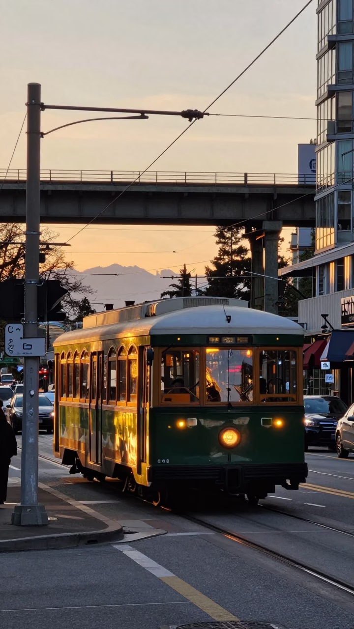 Honeyed Evening Light on Evening Scene in Vancouver in in Vancouver, British Columbia, Canada