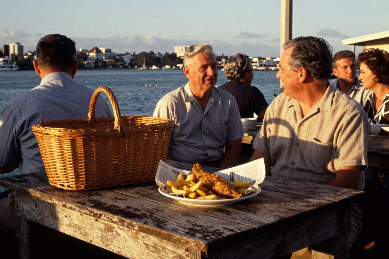 Honeyed Evening Light on Harbor Scene in Auckland in in Auckland, New Zealand