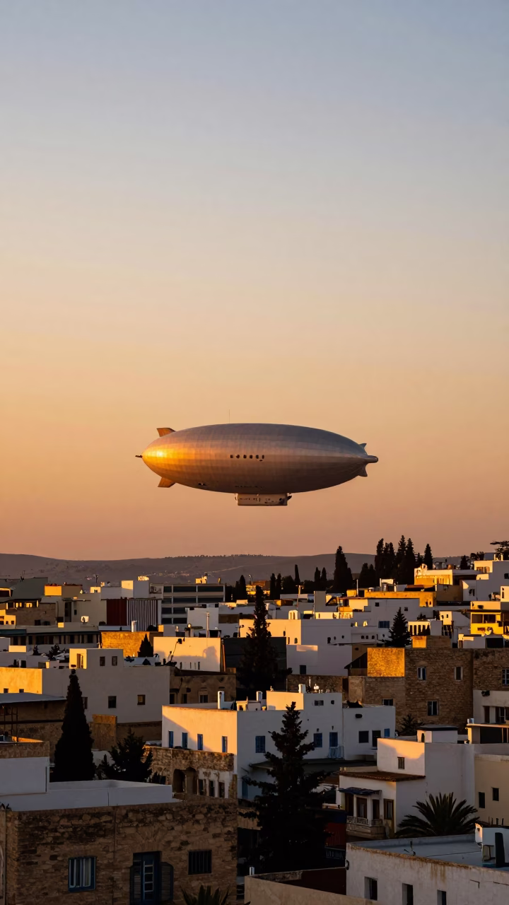 Honeyed Evening Light on Horizon Shot in Tunis in in Tunis, Tunisia