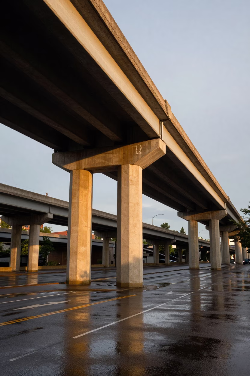 Honeyed Evening Light on Interchange Glowing in Nashville in in Nashville, Tennessee, United States