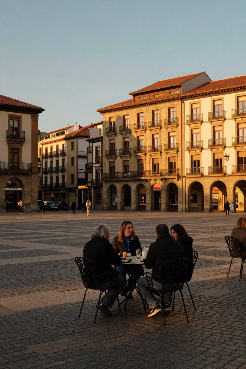 Honeyed Evening Light on La Encartación in Bilbao in in Bilbao, Spain