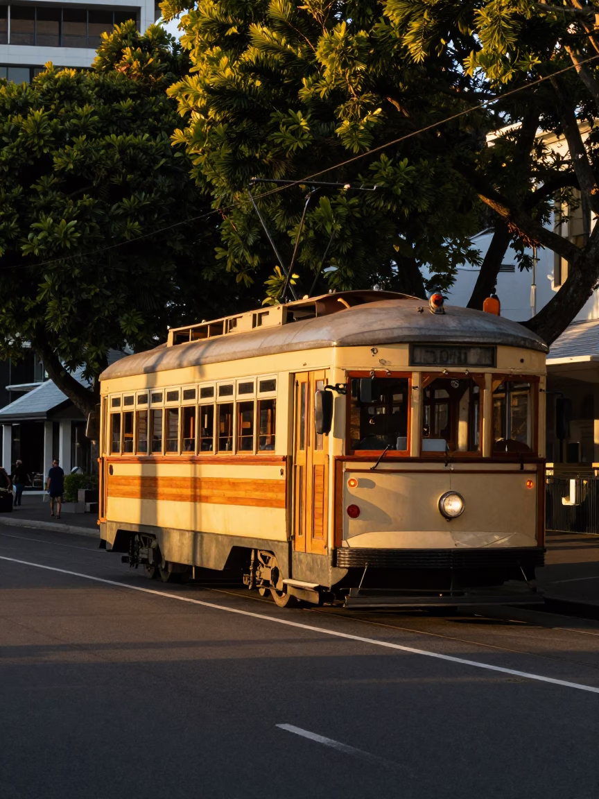 Honeyed Evening Light on Lined Boulevard in Wellington in in Wellington, New Zealand