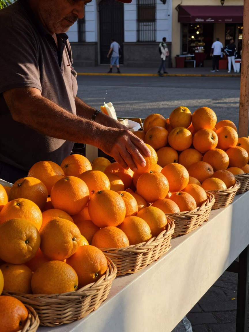 Honeyed Evening Light on Market Stall in Buenos Aires in in Buenos Aires, Argentina