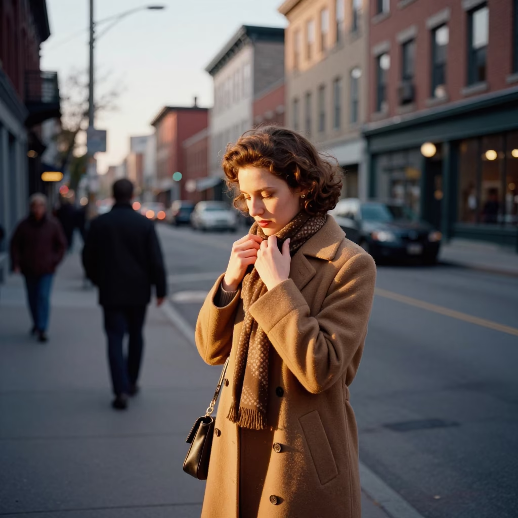 Honeyed Evening Light on Montreal Quebec Street Scene with Vintage 1960s Atmosphere in in Montreal, Quebec, Canada