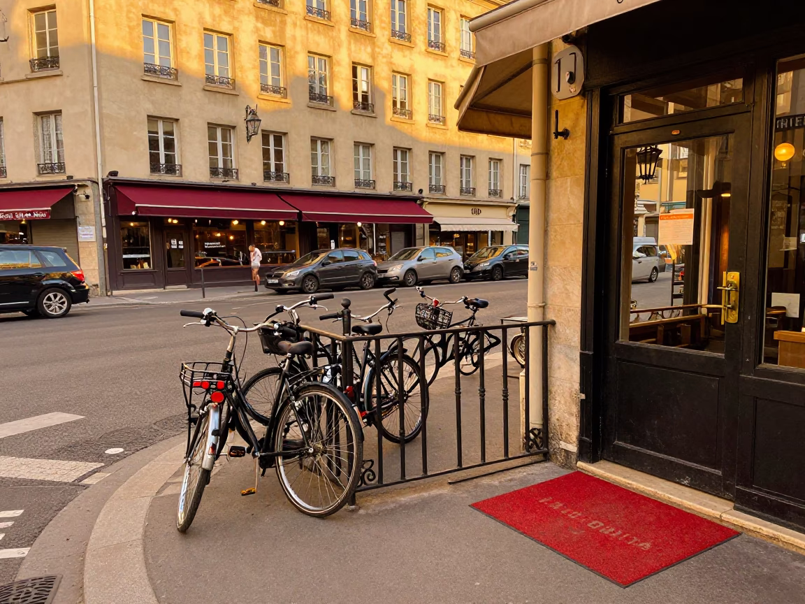 Honeyed Evening Light on Street Corner in Lyon in in Lyon, France
