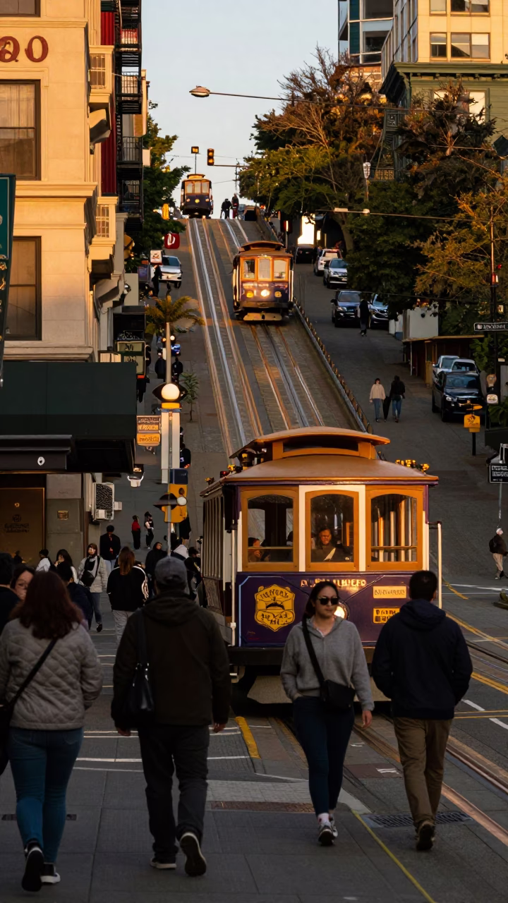 Honeyed Evening Light on Street Corner in Seattle in in Seattle, Washington, United States