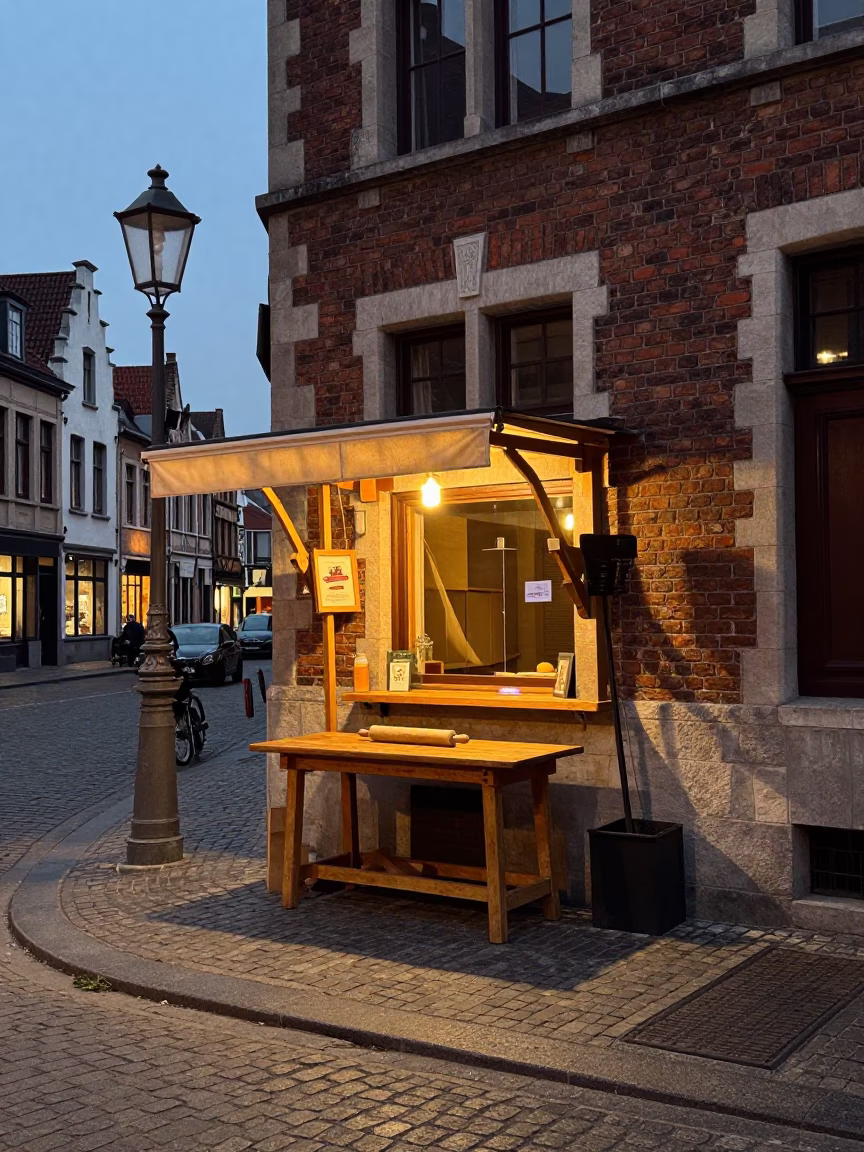 Honeyed Evening Light on Street Scene in Brussels in in Brussels, Belgium
