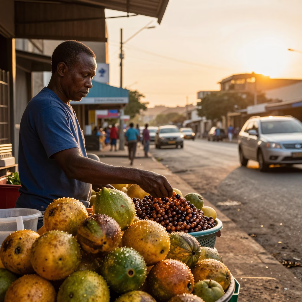 Honeyed Evening Light on Street Scene in Durban in in Durban, South Africa