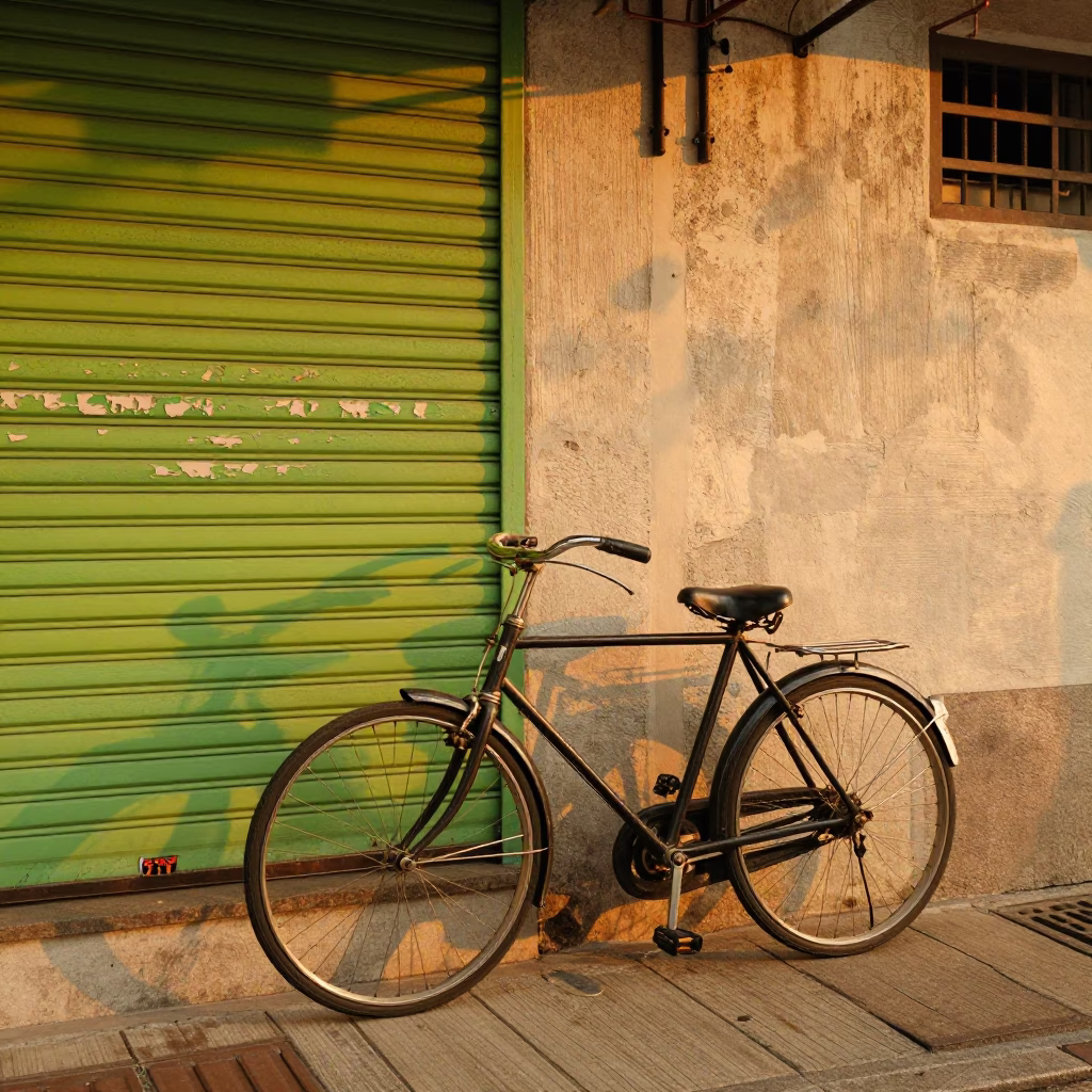 Honeyed Evening Light on Street Scene in Hong Kong in in Hong Kong, Hong Kong