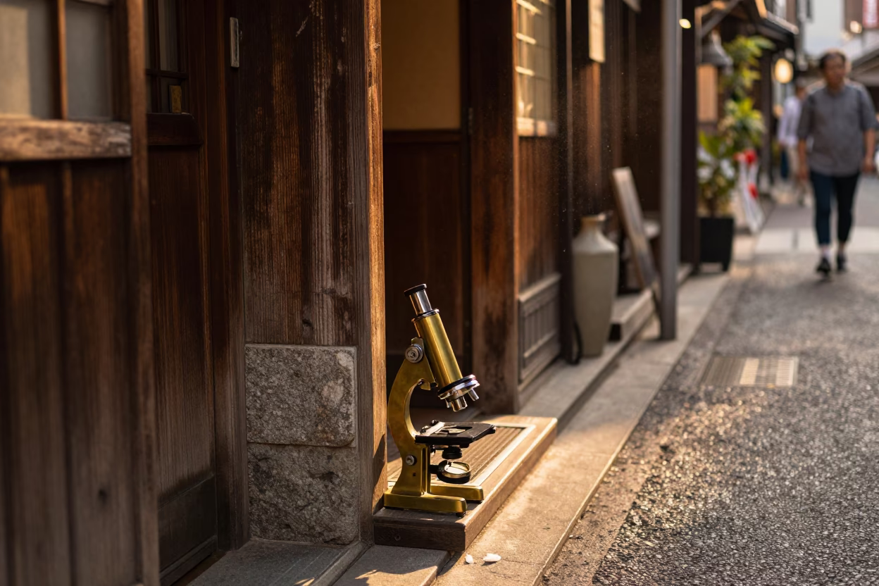 Honeyed Evening Light on Street Scene in Osaka in in Osaka, Japan