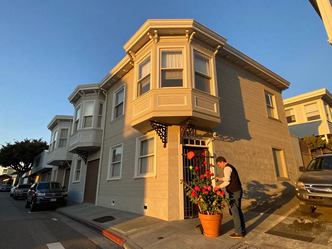 Honeyed Evening Light on Street Scene in San Francisco in in San Francisco, California, United States