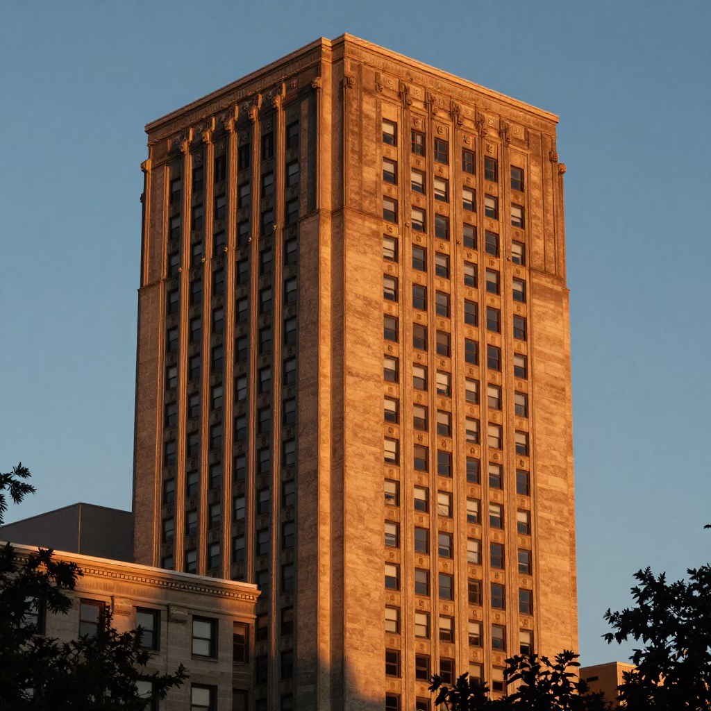 Honeyed Evening Light on University Tower in New York in in New York, New York, United States