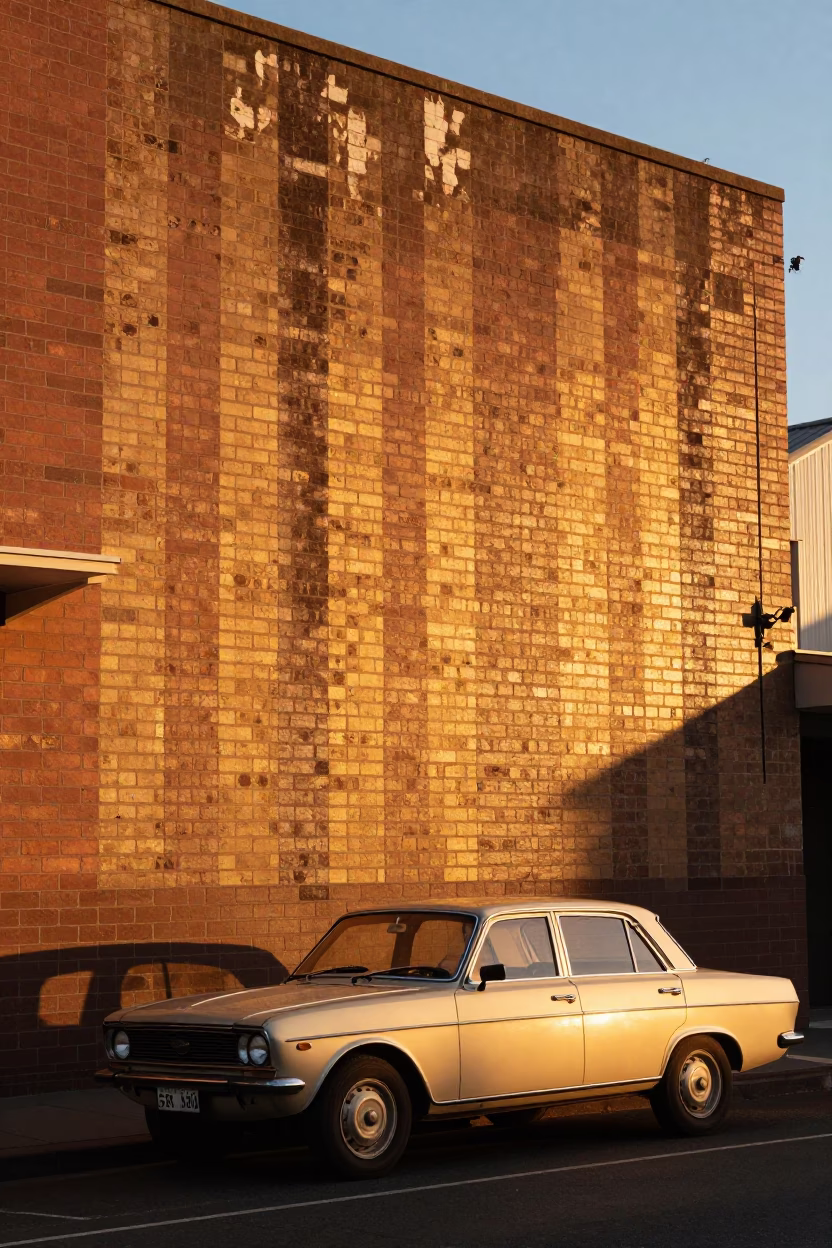 Honeyed Evening Light Sun Stripe Across Wall in Sydney New South Wales Australia in in Sydney, New South Wales, Australia