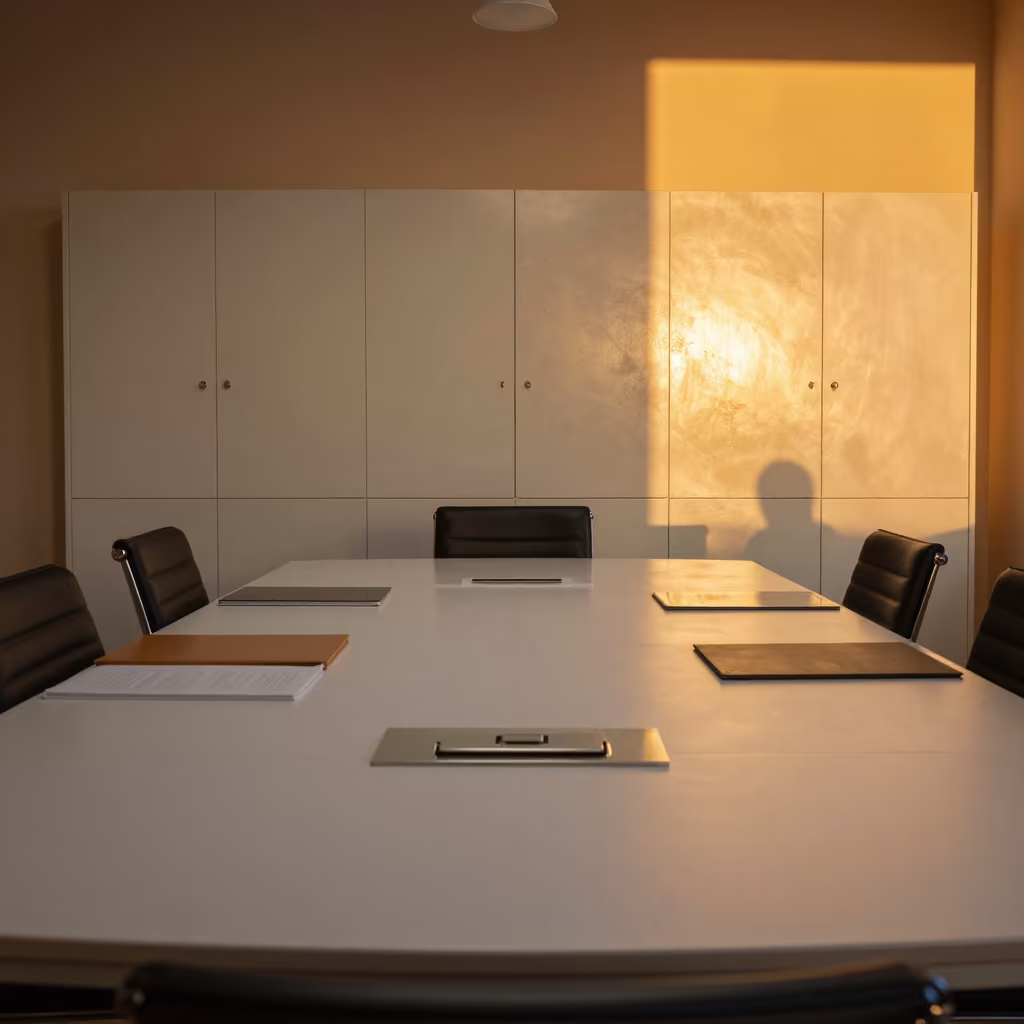 Honeyed Evening Office Scene Palermo Conference Room in inside a conference room in Palermo