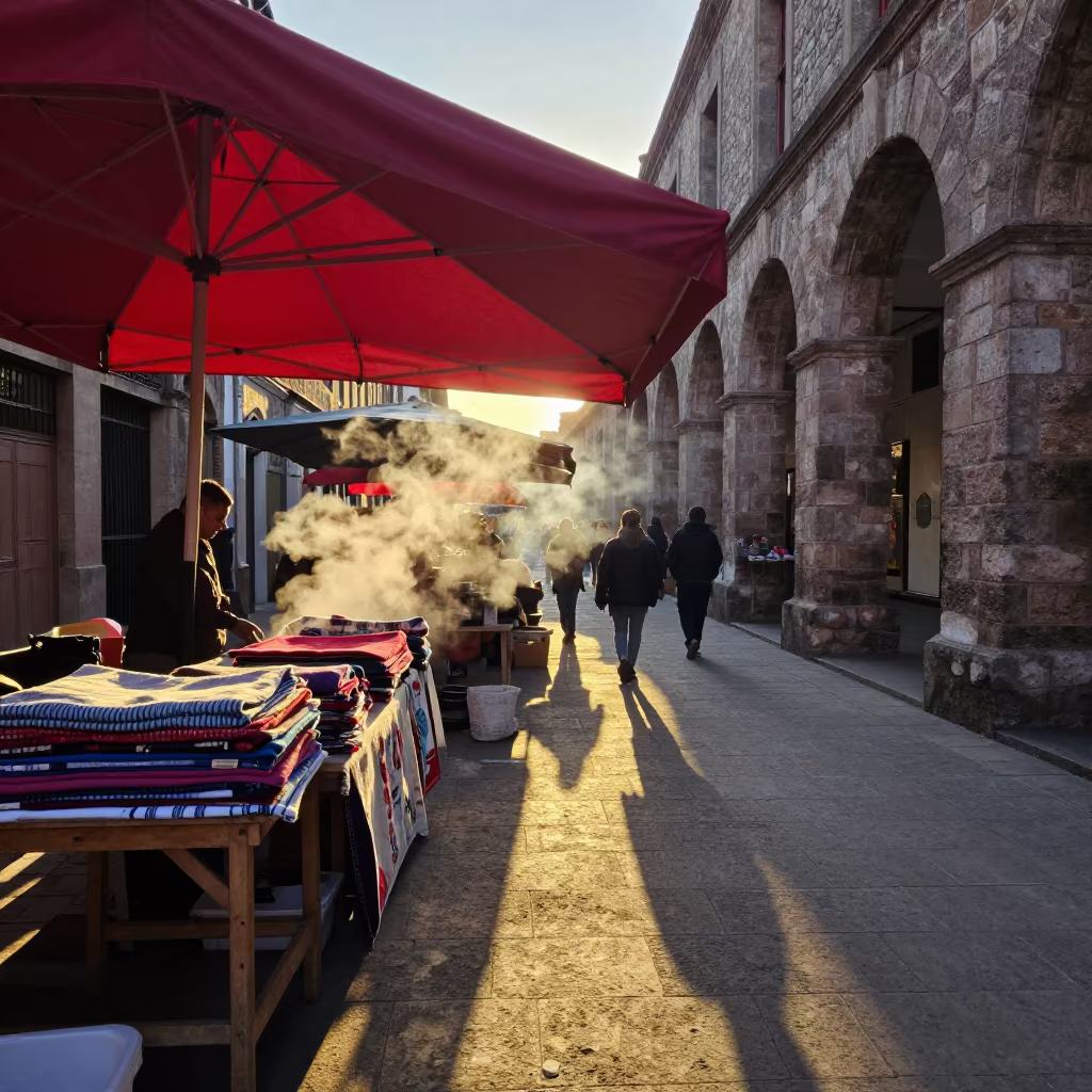Honeyed Evening at Spanish Town Textile Market in at a textile trader's stall in Spanish Town