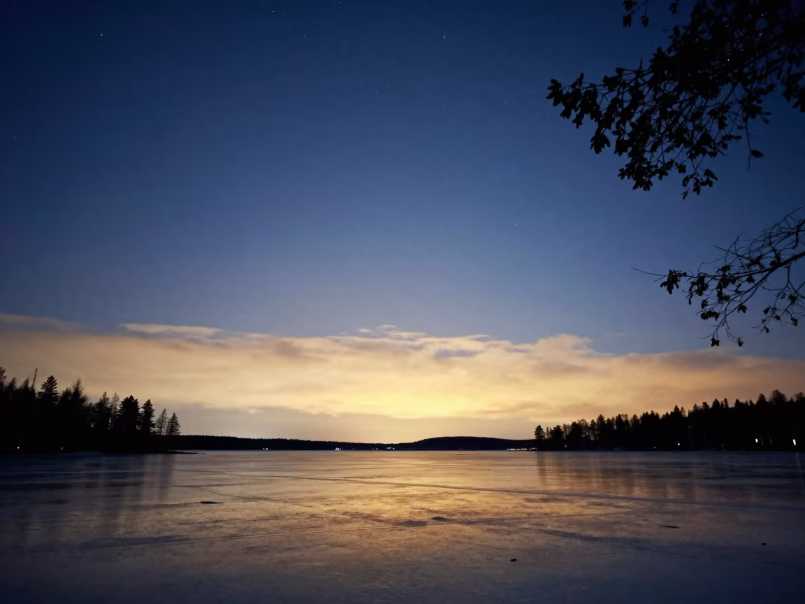 Honeyed Summer Night Over Frozen Kallio Reservoir in near Kallio, Helsinki
