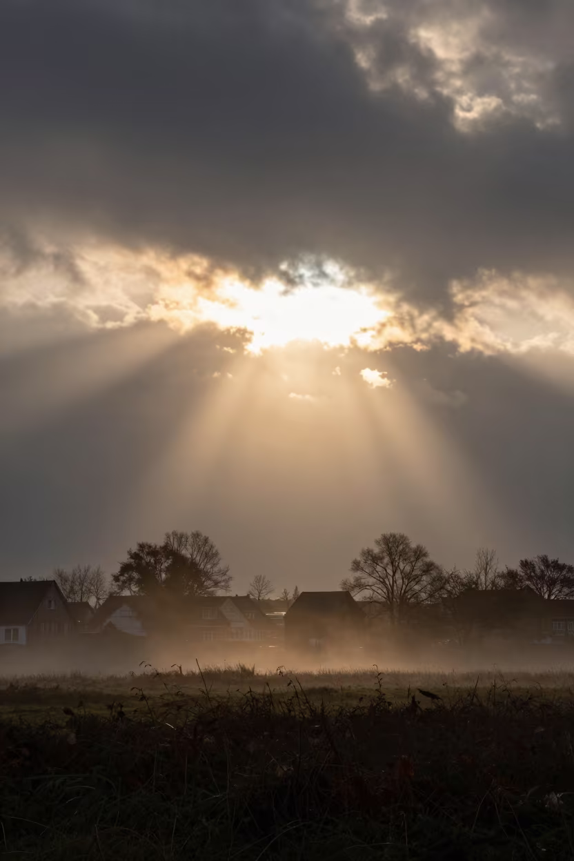 Honeyed Sun Rays Break Through Storm Clouds in near Bremen