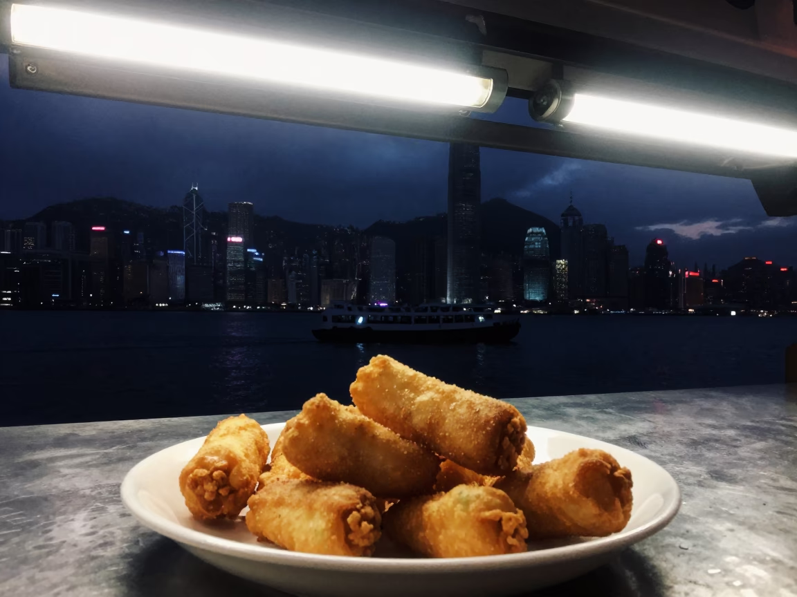 Hong Kong Accra Fritters at The Predawn Darkness Light in in Hong Kong, Hong Kong