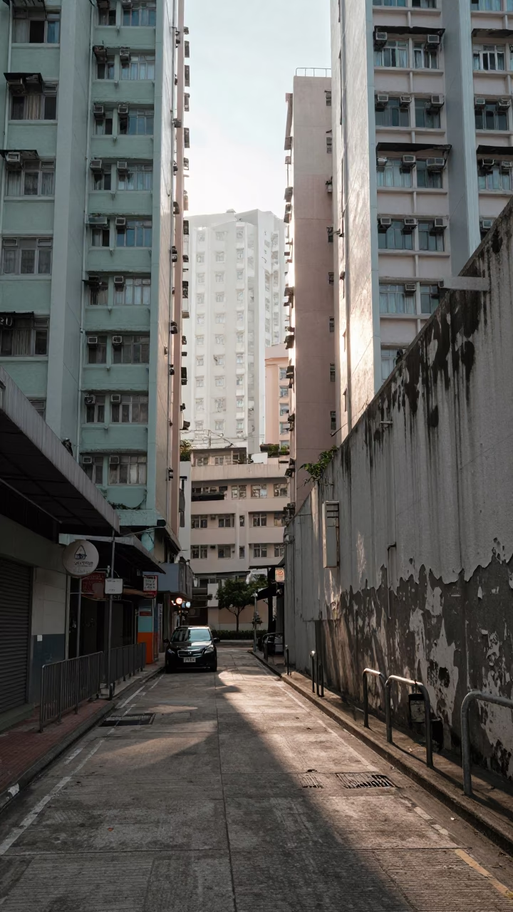 Hong Kong Street Debris at As First Light Reaches The Scene in in Hong Kong, Hong Kong