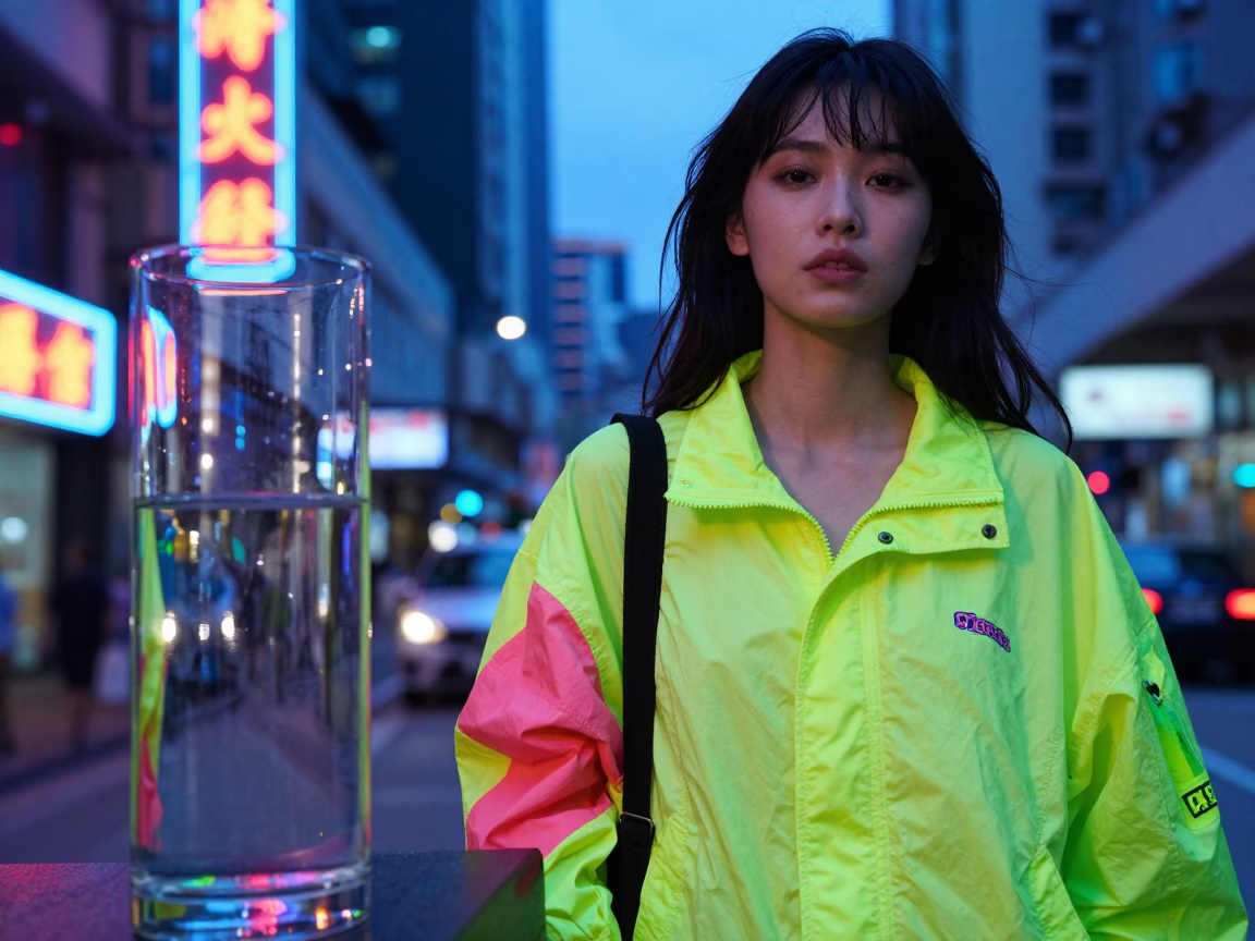 Hong Kong Street Fashion Evening Light with Glass Vase and Salt Shaker in in Hong Kong, Hong Kong