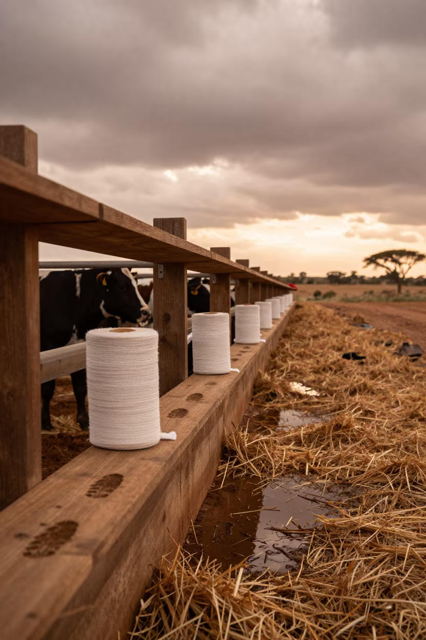 Hoof Bandage Shelf Feedlot South Africa in along a feedlot lane in South Africa