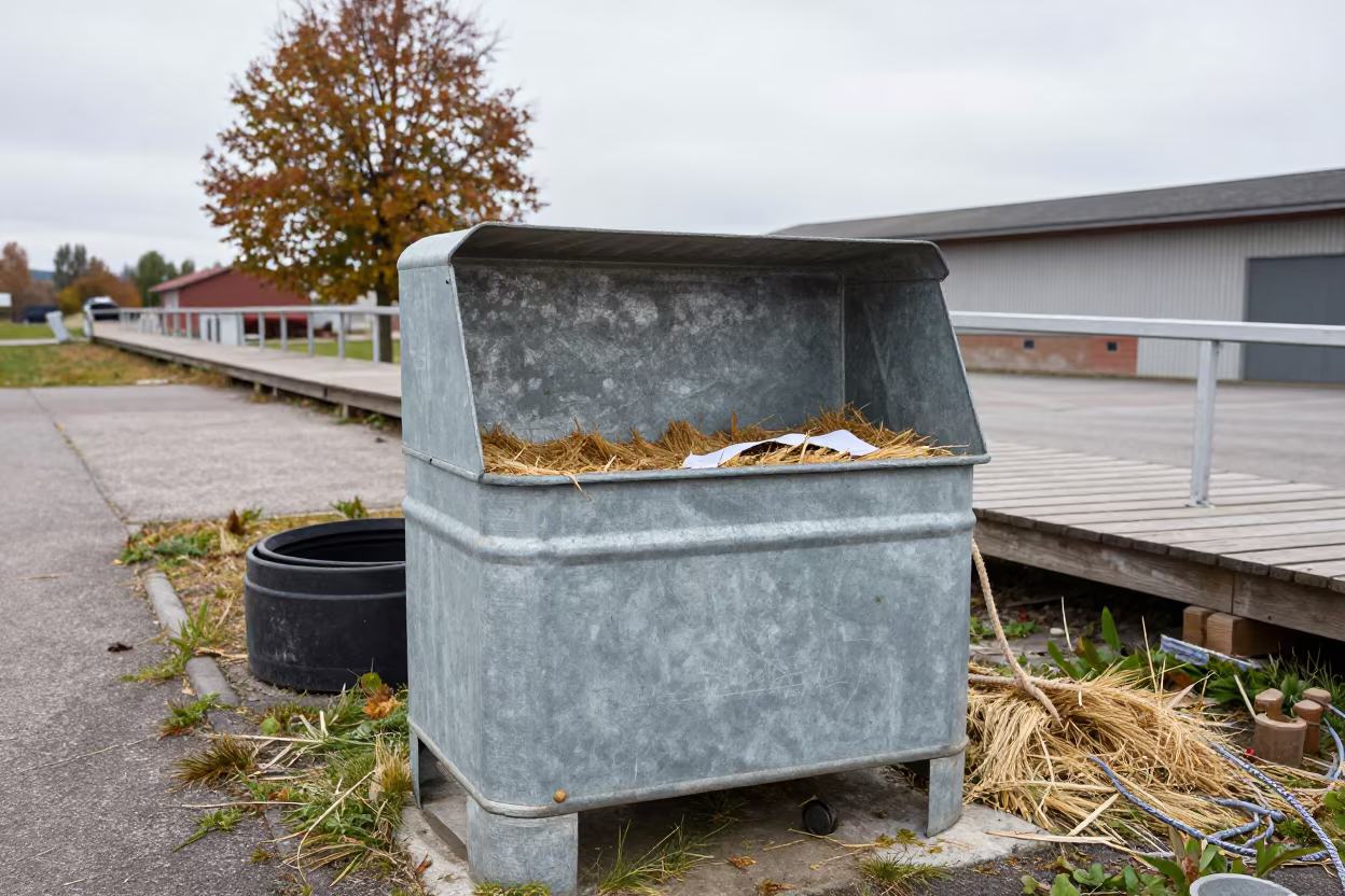 Hoof Bath Cabinet at Swiss Stockyard Ramp in at a stockyard loading ramp in Switzerland
