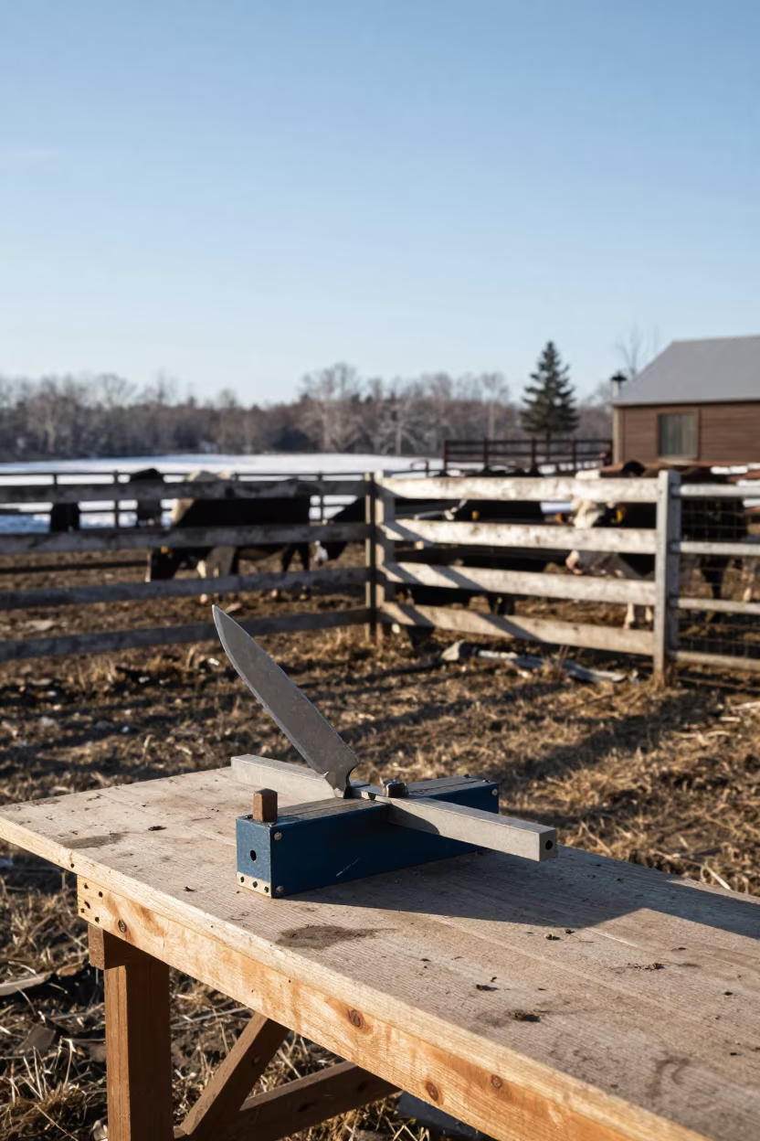 Hoof Knife Sharpening Jig in Ontario Ranch Corral in inside a ranch corral in Ontario