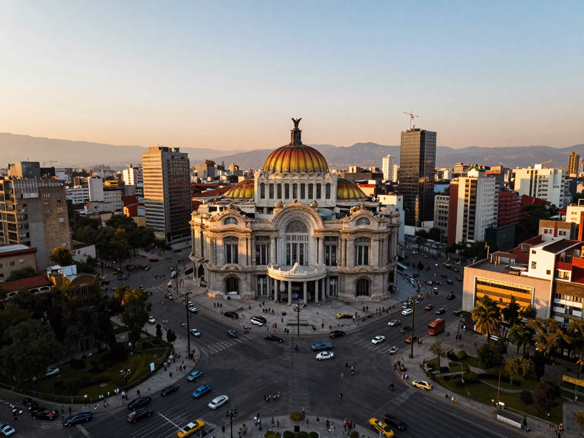 Horizon in Mexico City at The Early Evening Light in in Mexico City, Mexico