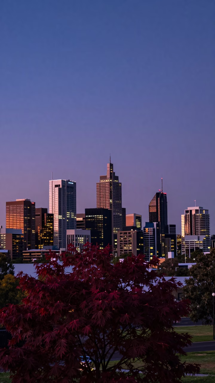 Horizon Shot in Adelaide at Indigo Twilight After Sunset in in Adelaide, South Australia, Australia