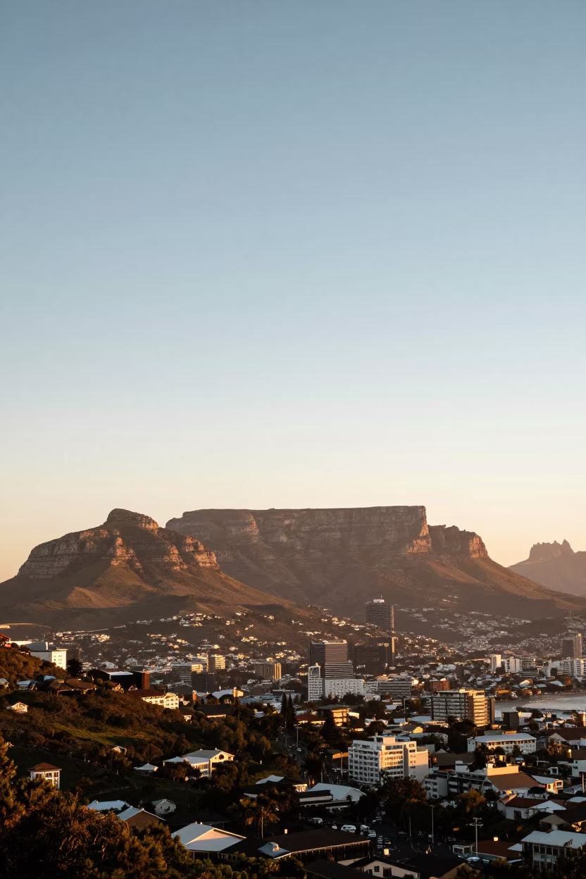 Horizon Shot in Cape Town at Honeyed Evening Light in in Cape Town, South Africa