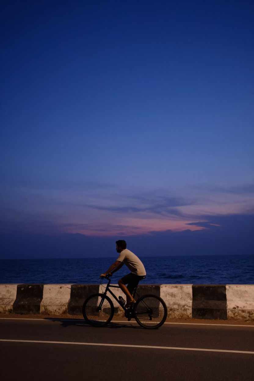 Horizon Shot in Chennai at Indigo Twilight After Sunset in in Chennai, India