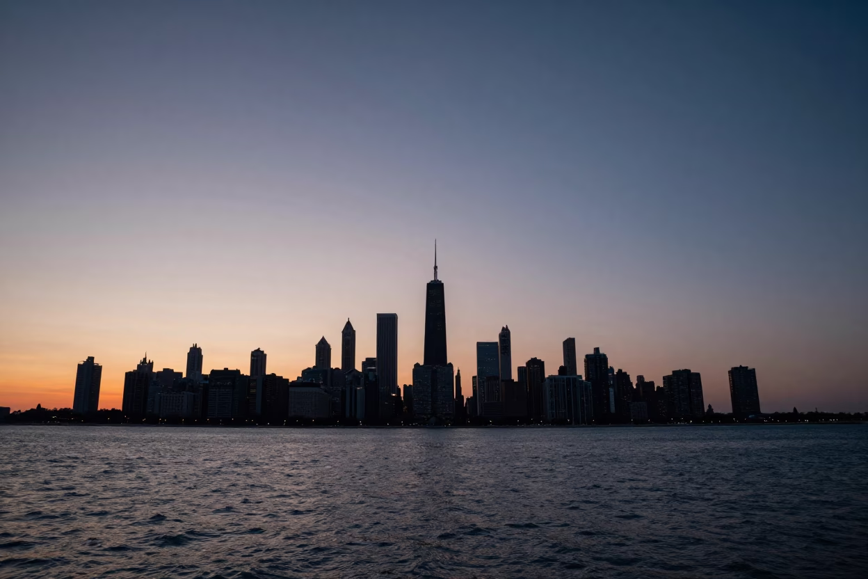 Horizon Shot in Chicago at The Early Evening Light in in Chicago, Illinois, United States
