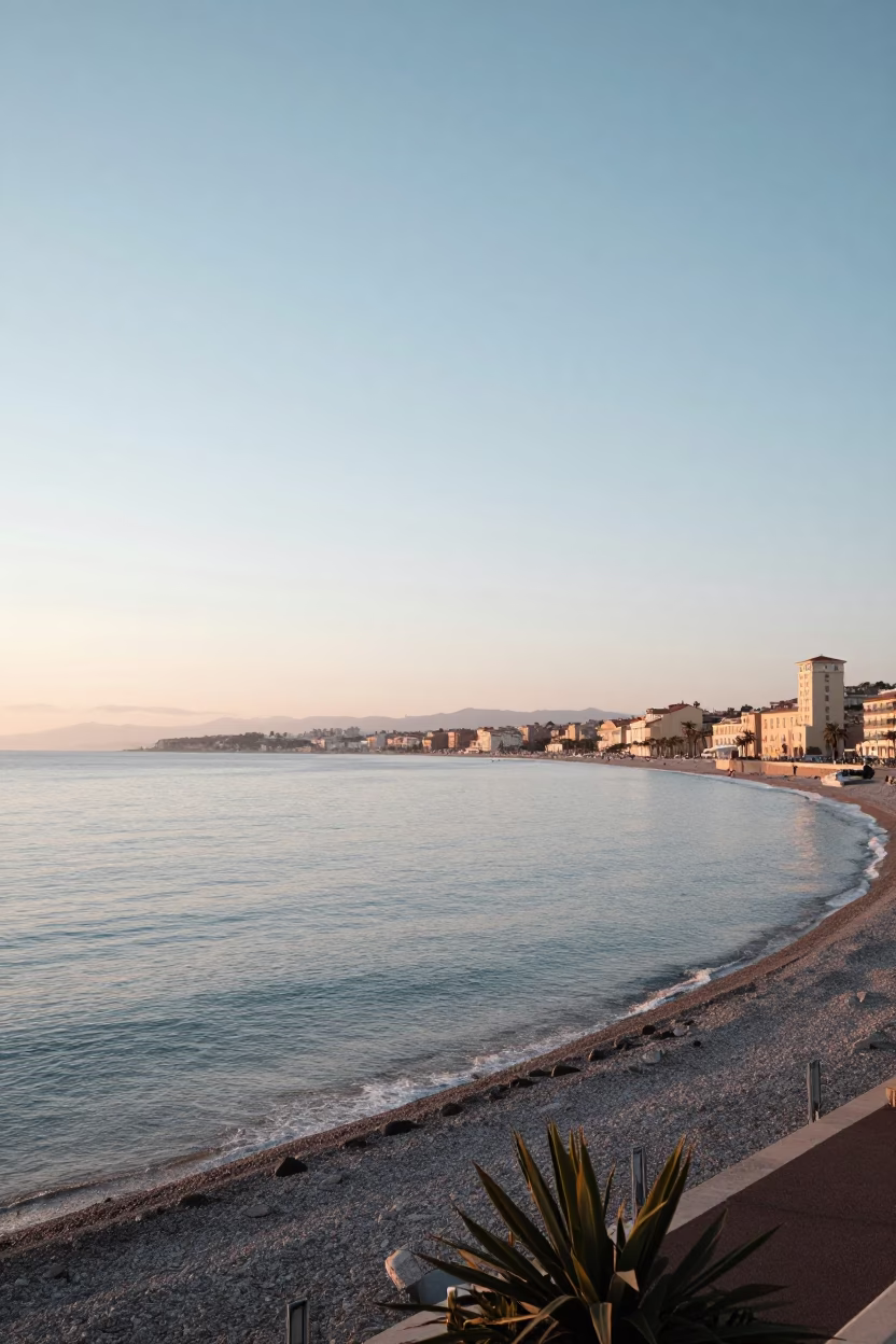 Horizon Shot in Nice at The Early Morning Light in in Nice, France