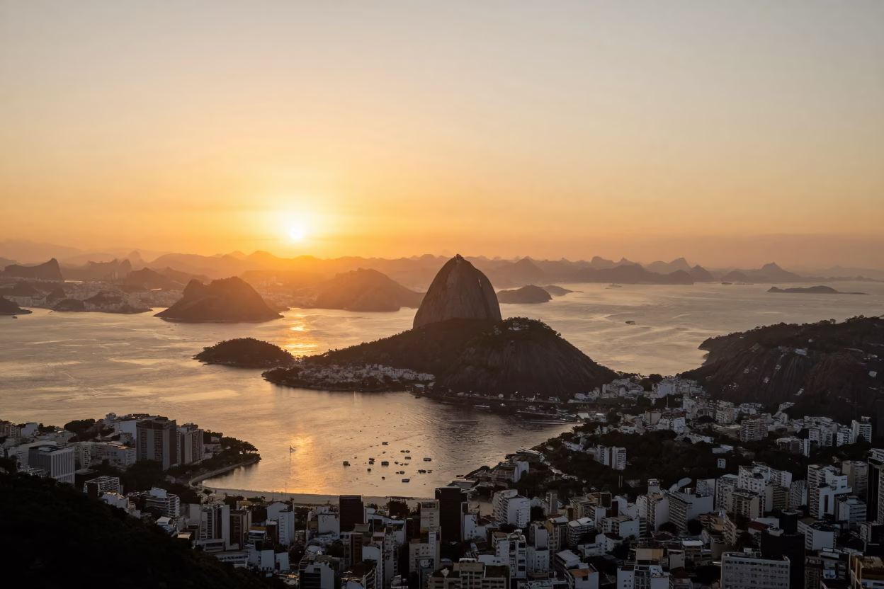 Horizon Shot in Rio De Janeiro at Golden Hour in in Rio de Janeiro, Brazil