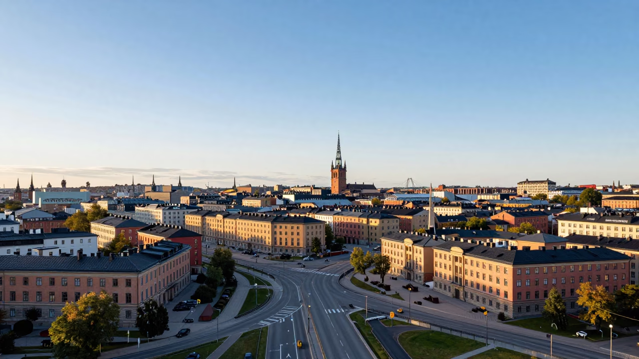 Horizon Shot in Stockholm at Clear Late-afternoon Light in in Stockholm, Sweden