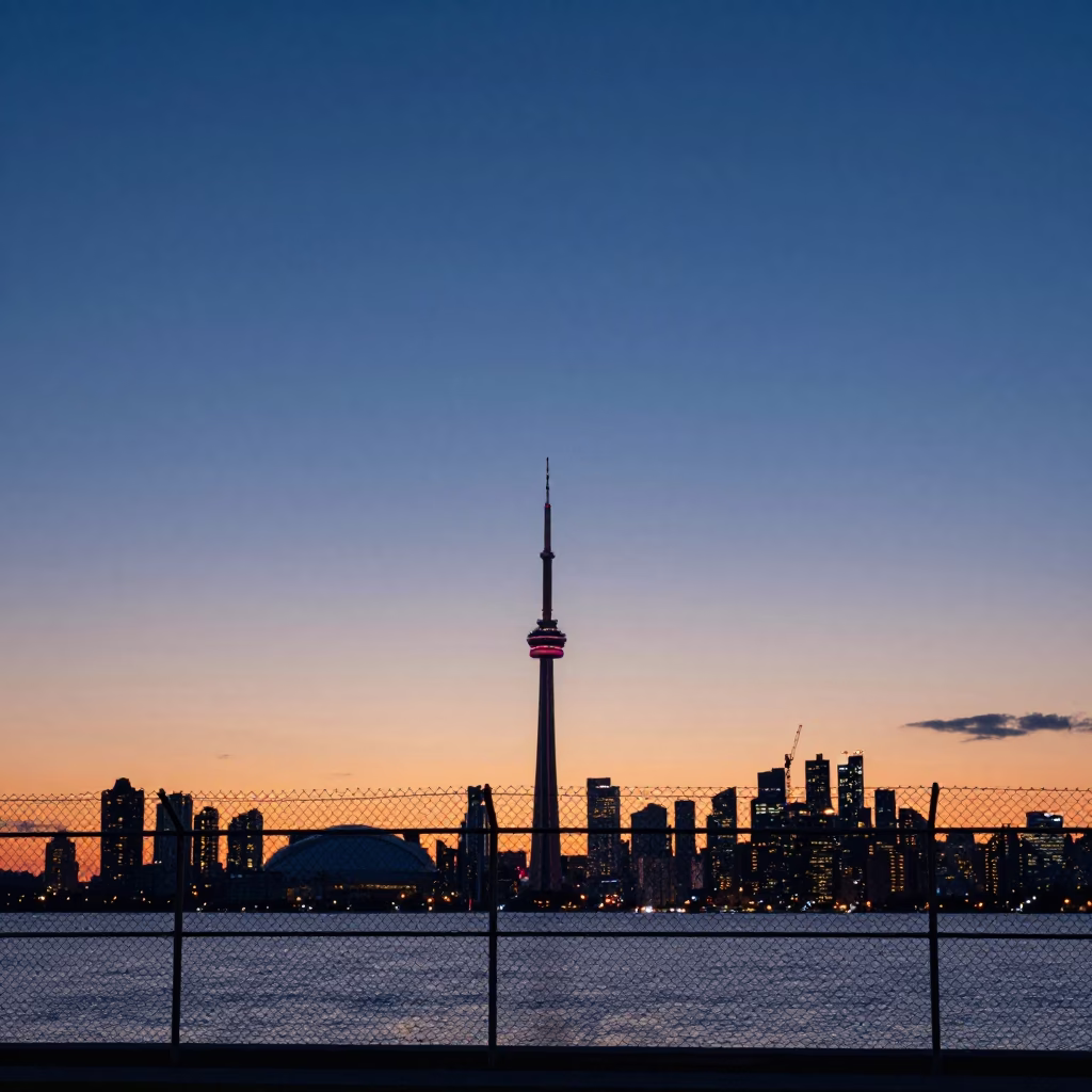 Horizon Shot in Toronto at Twilight in in Toronto, Ontario, Canada