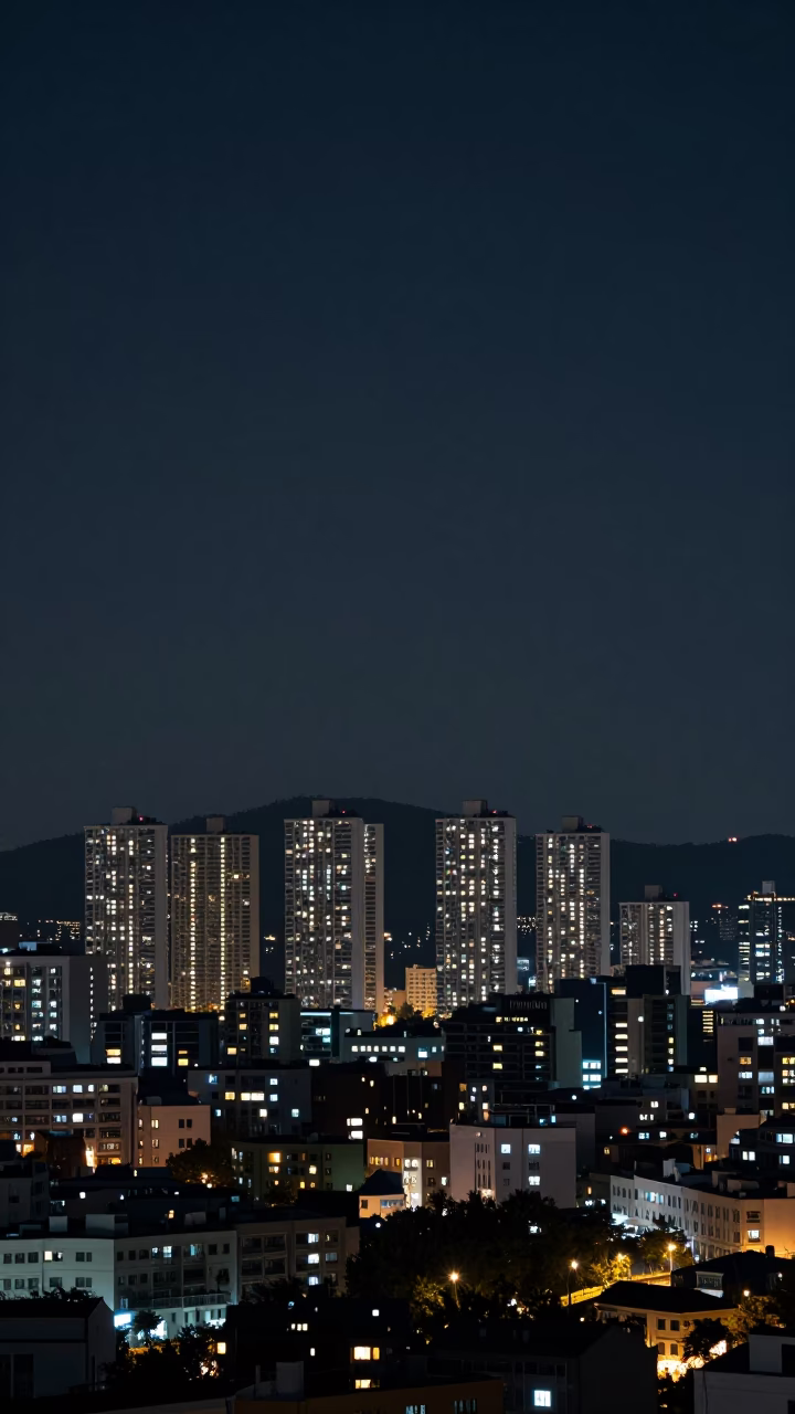 Horizon View in Seoul at Late At Night Light in in Seoul, South Korea
