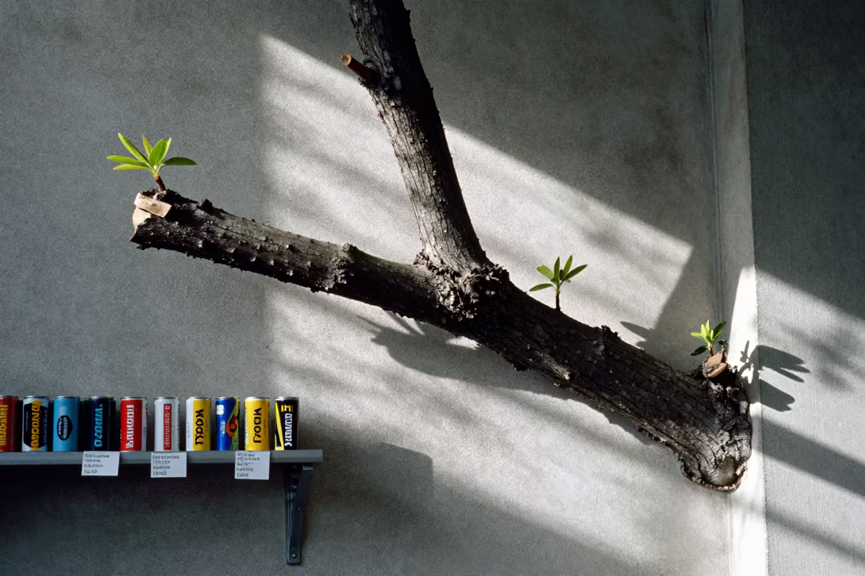 Horizontal Tree Branch in Barber Salon Wall in inside a salon row in Pescara